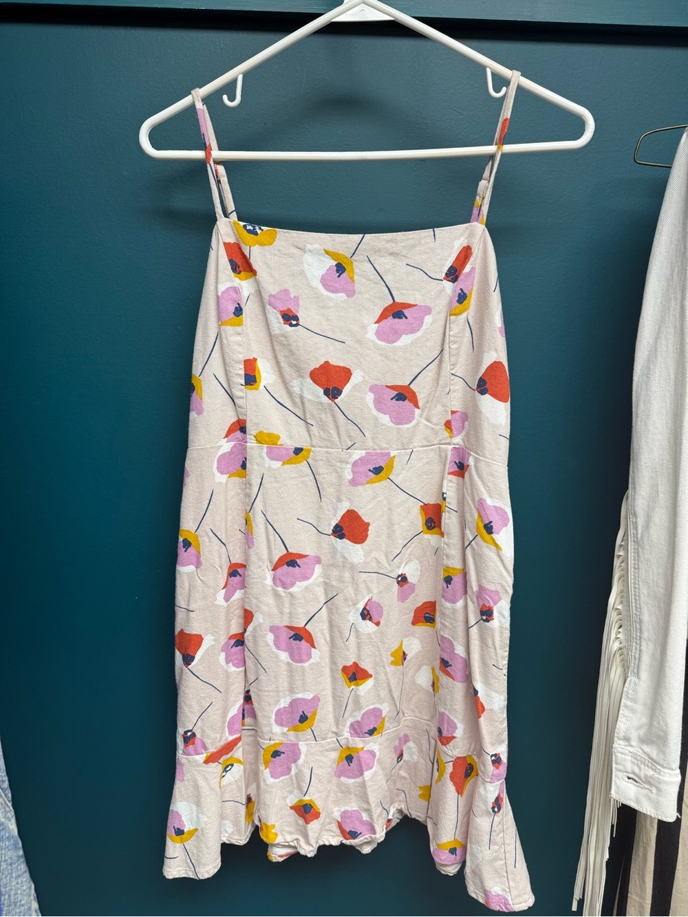 Lush Cream A-Line Midi Skirt with Pink, Red & Yellow Floral Print